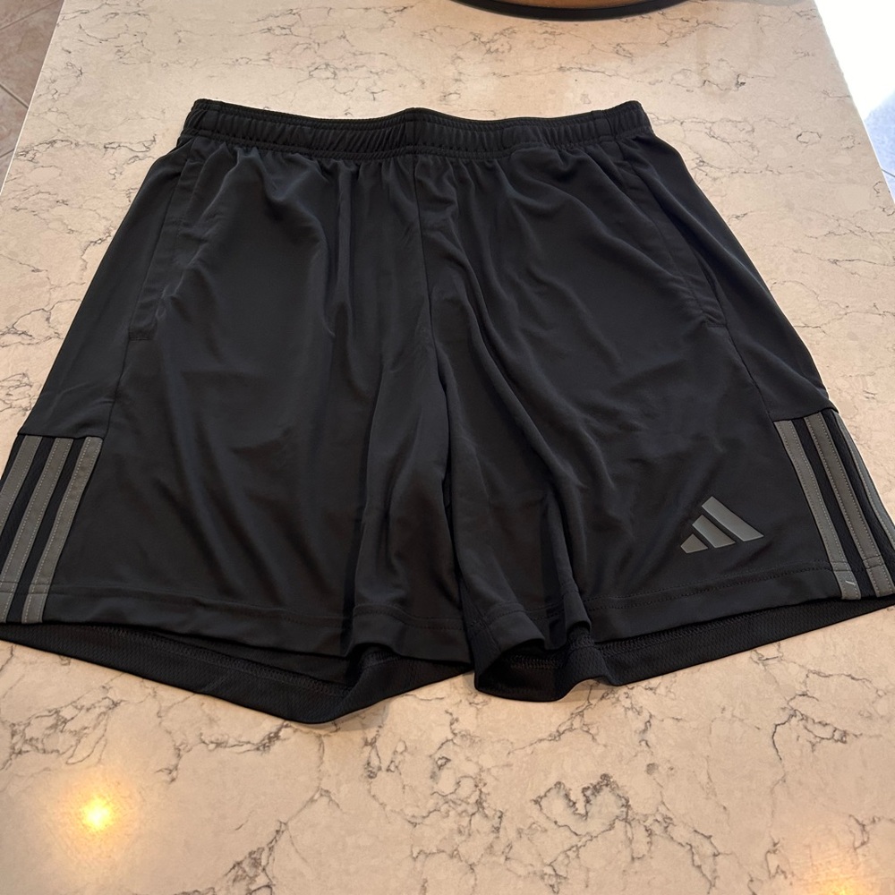Adidas Black Athletic Shorts with Signature Three-Stripe Design (New)